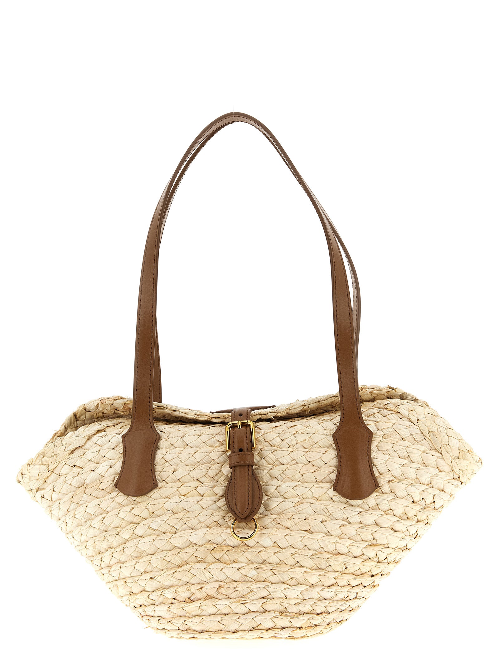 Dolce & Gabbana Beige Woven Straw and Leather Shoulder Bag