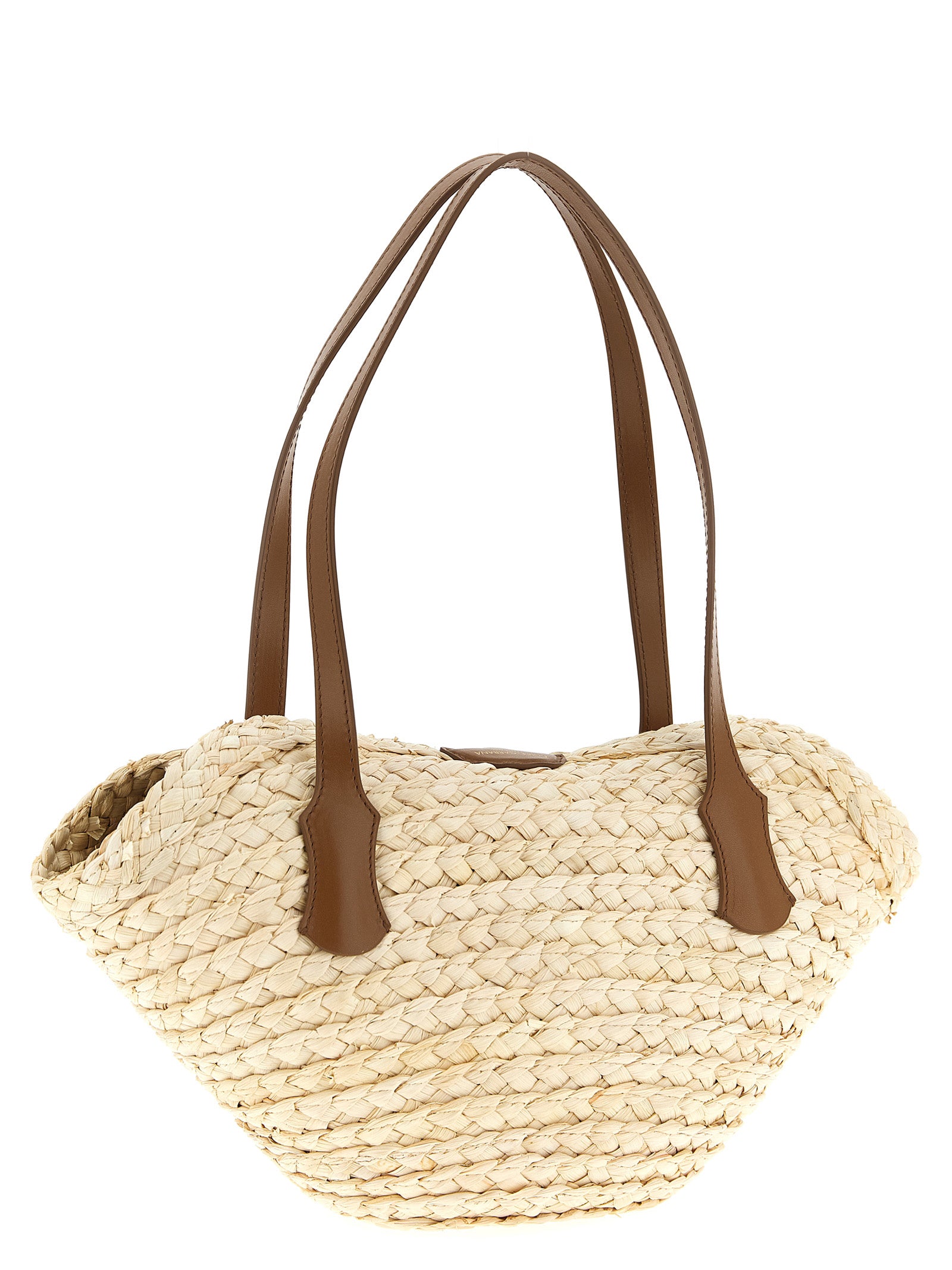 Dolce & Gabbana Beige Woven Straw and Leather Shoulder Bag