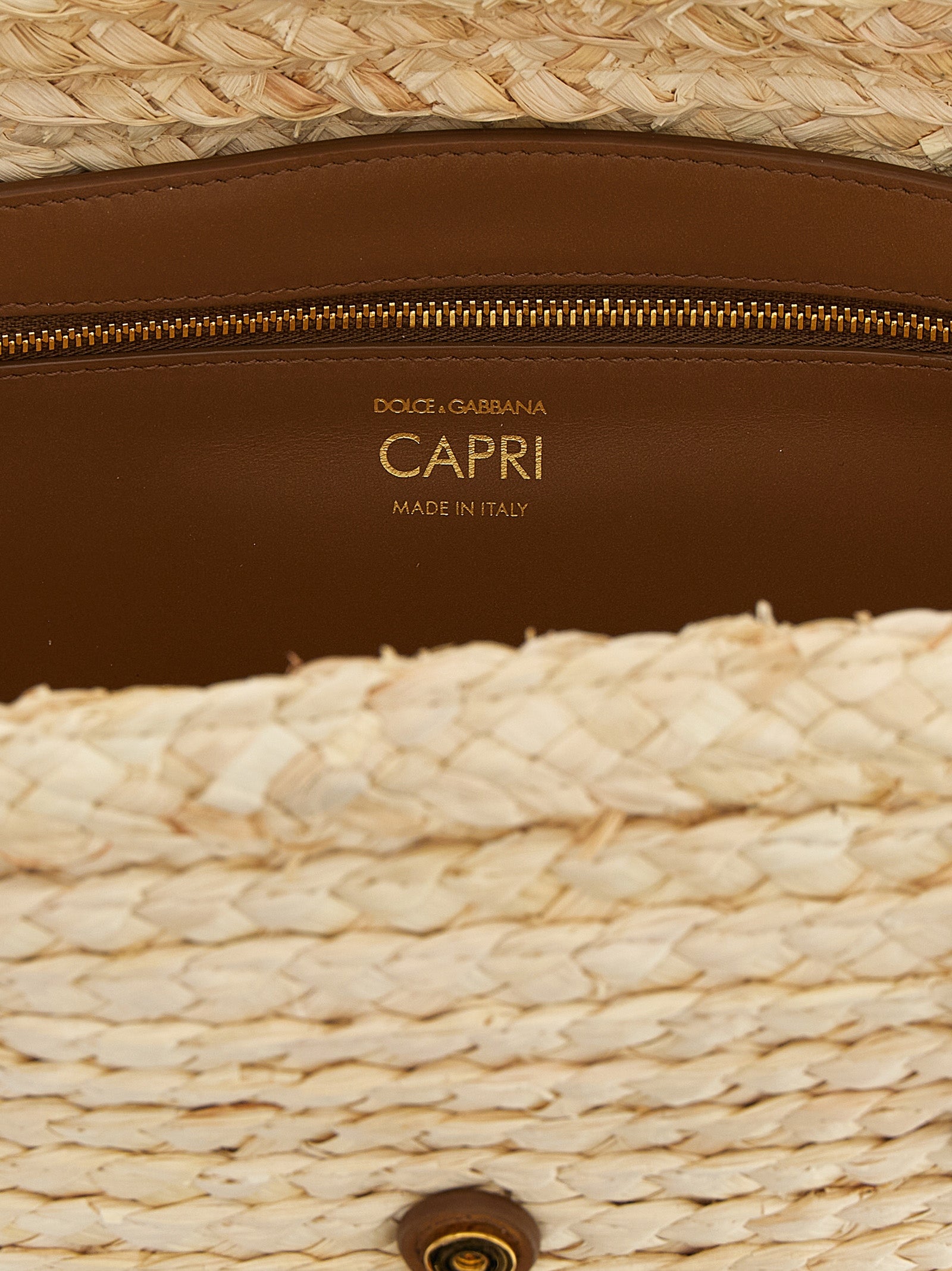 Dolce & Gabbana Beige Woven Straw and Leather Shoulder Bag