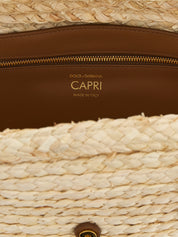 Dolce & Gabbana Beige Woven Straw and Leather Shoulder Bag