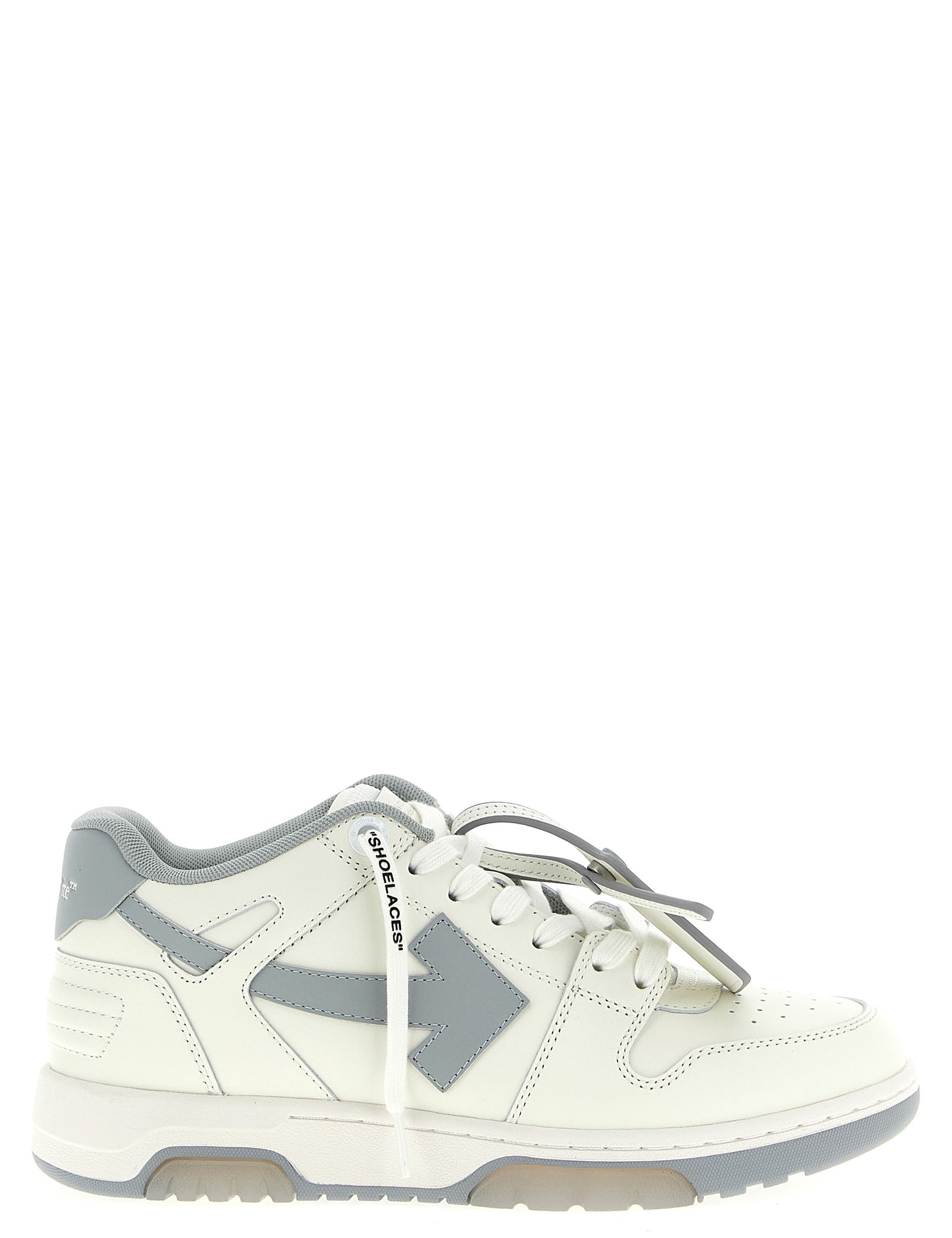 Off-White Gray Leather Low Top Sneakers