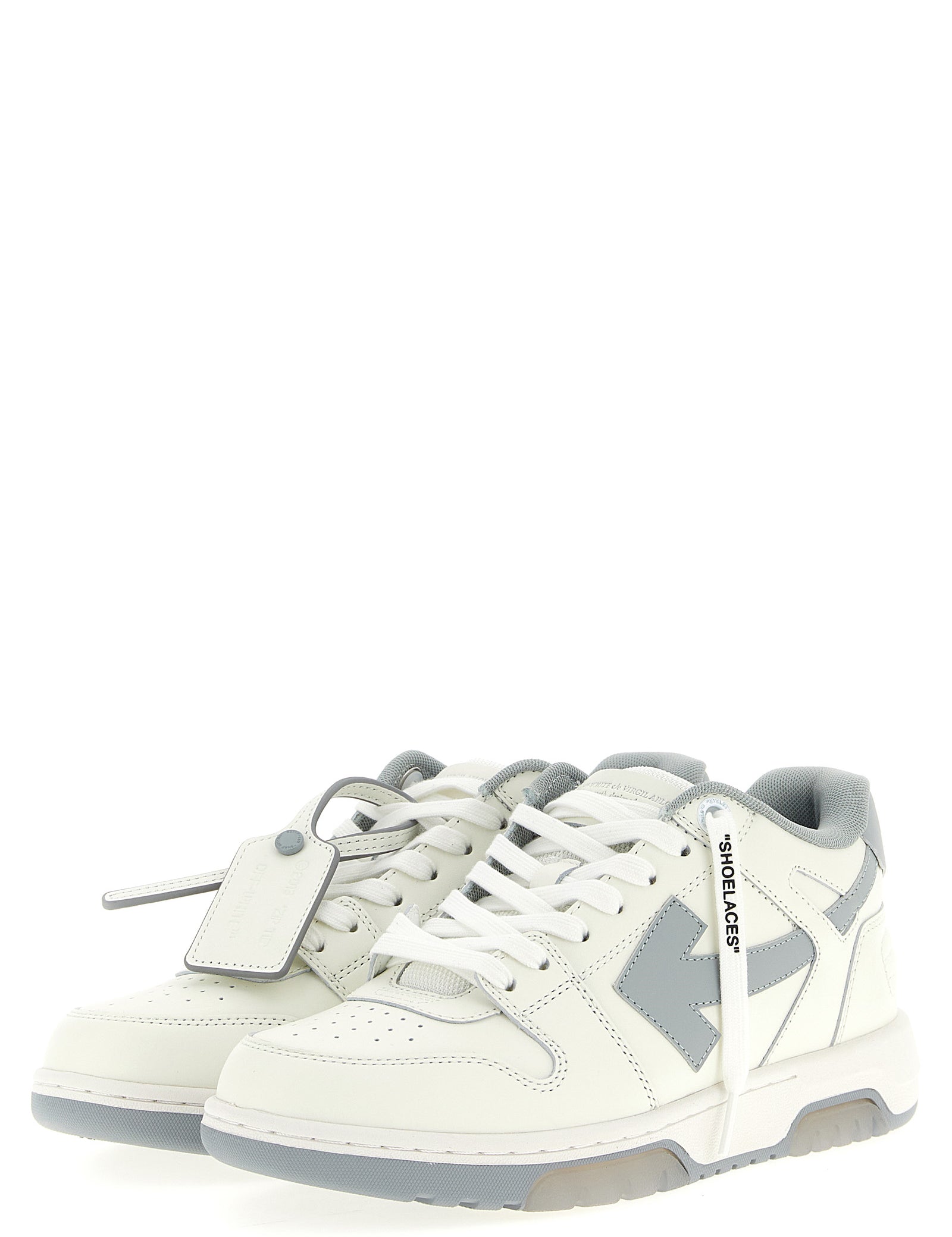 Off-White Gray Leather Low Top Sneakers