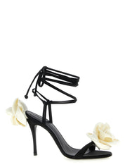 Magda Butrym White/Black Viscose Satin Stiletto Heel Sandals