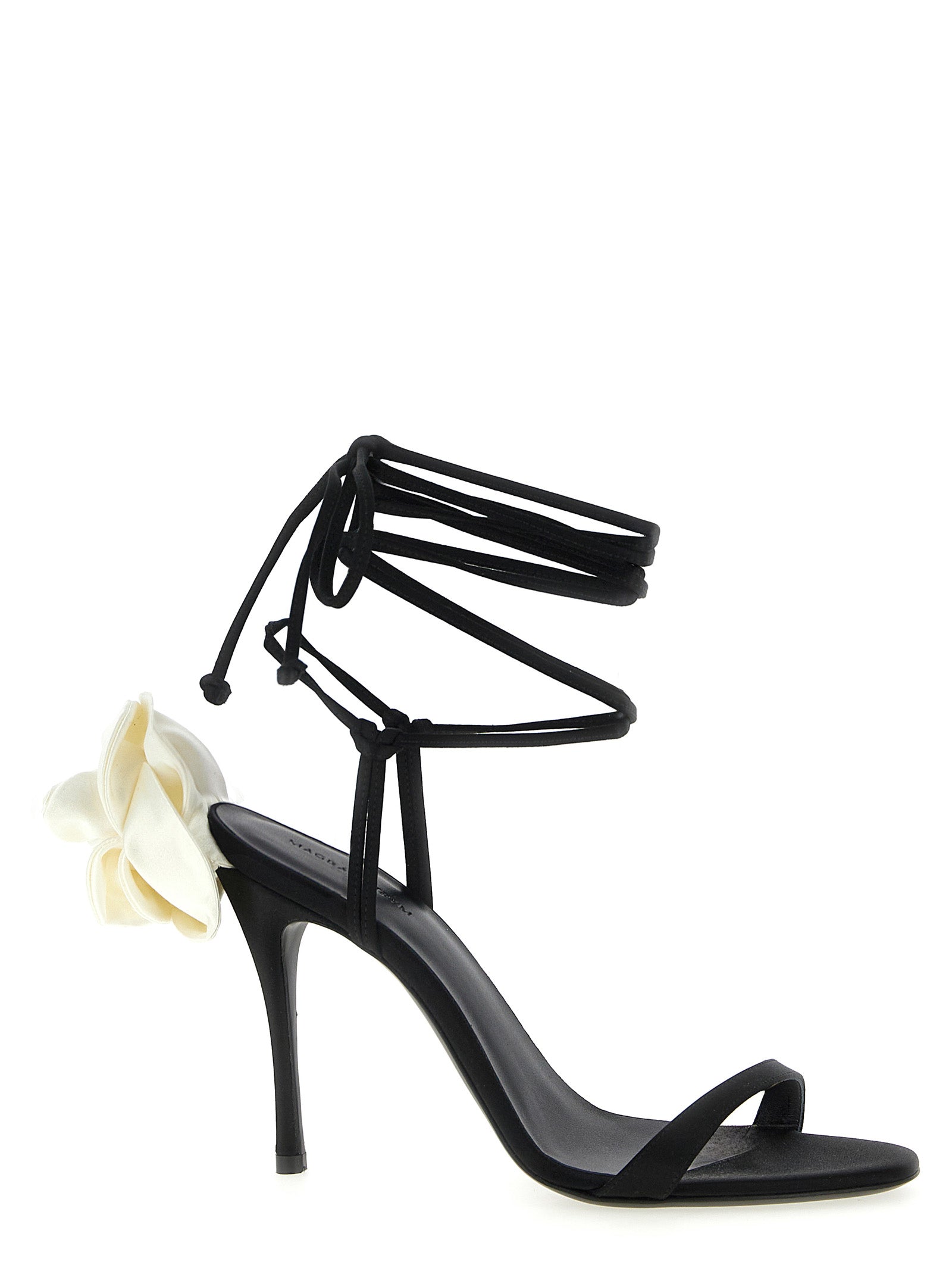 Magda Butrym White/Black Viscose Satin Stiletto Heel Sandals