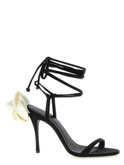 Magda Butrym White/Black Viscose Satin Stiletto Heel Sandals