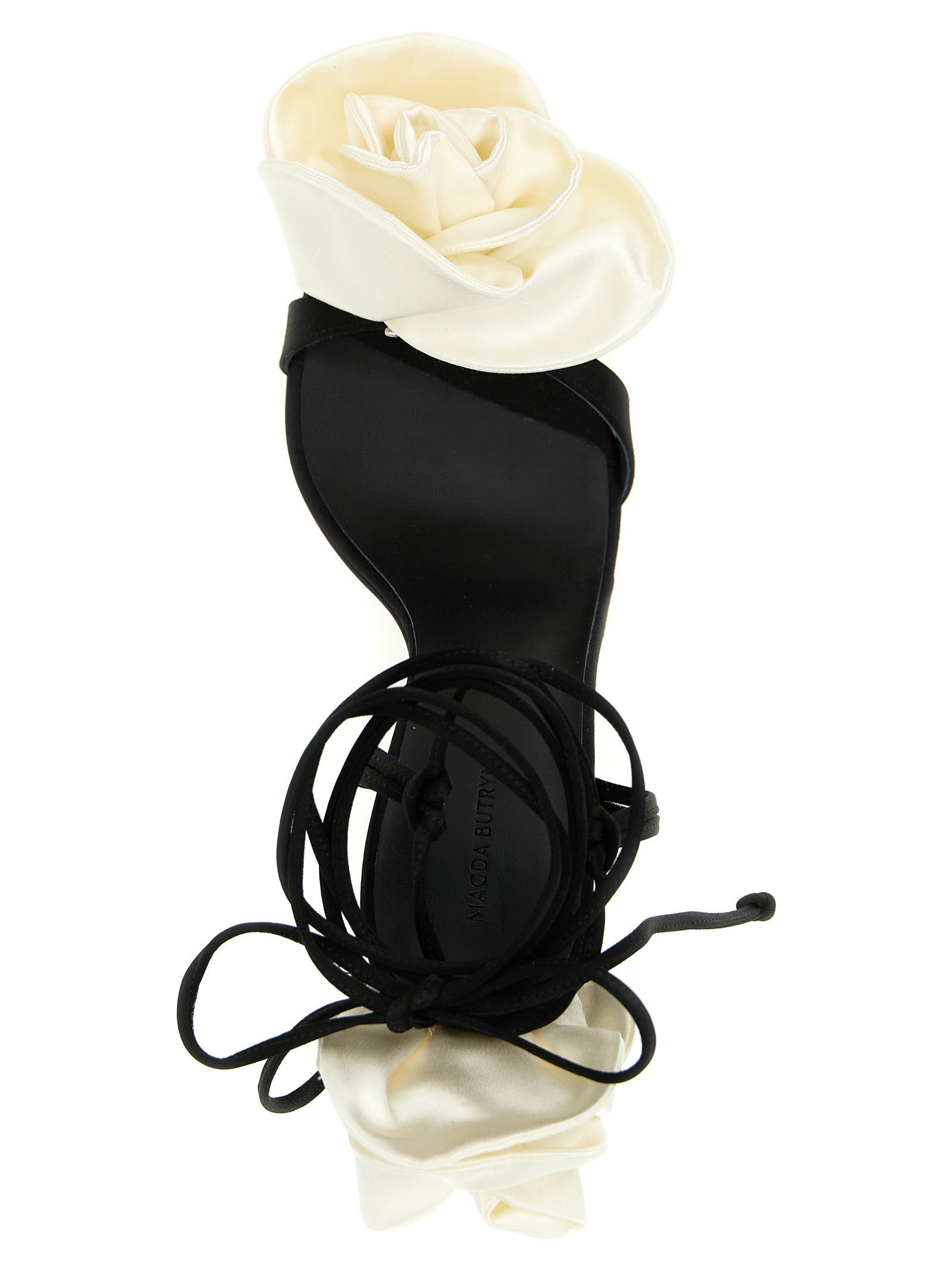 Magda Butrym White/Black Viscose Satin Stiletto Heel Sandals