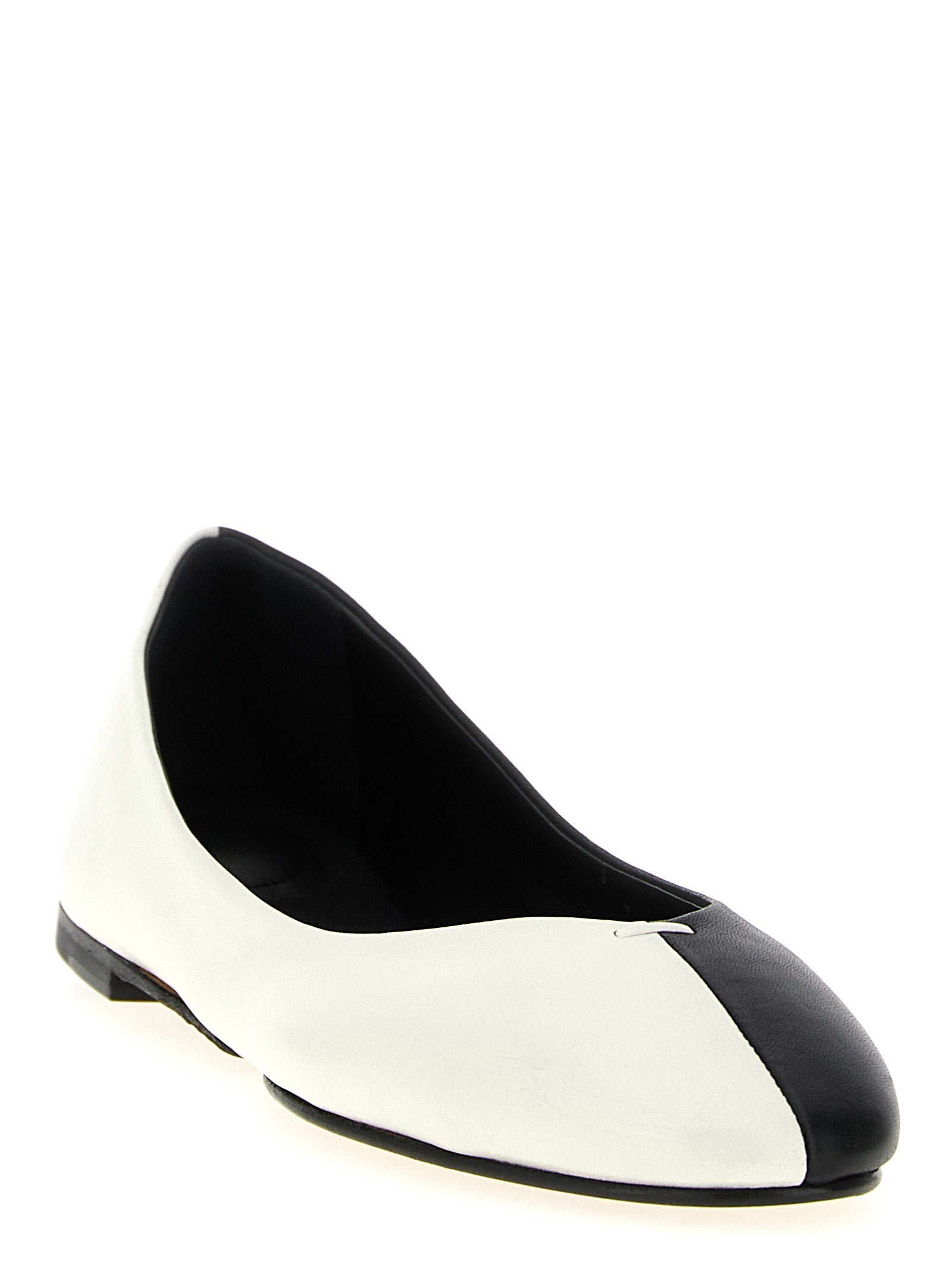 Jacquemus White/Black Lamb Leather Ballet Flats