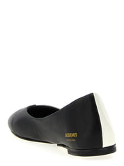 Jacquemus White/Black Lamb Leather Ballet Flats