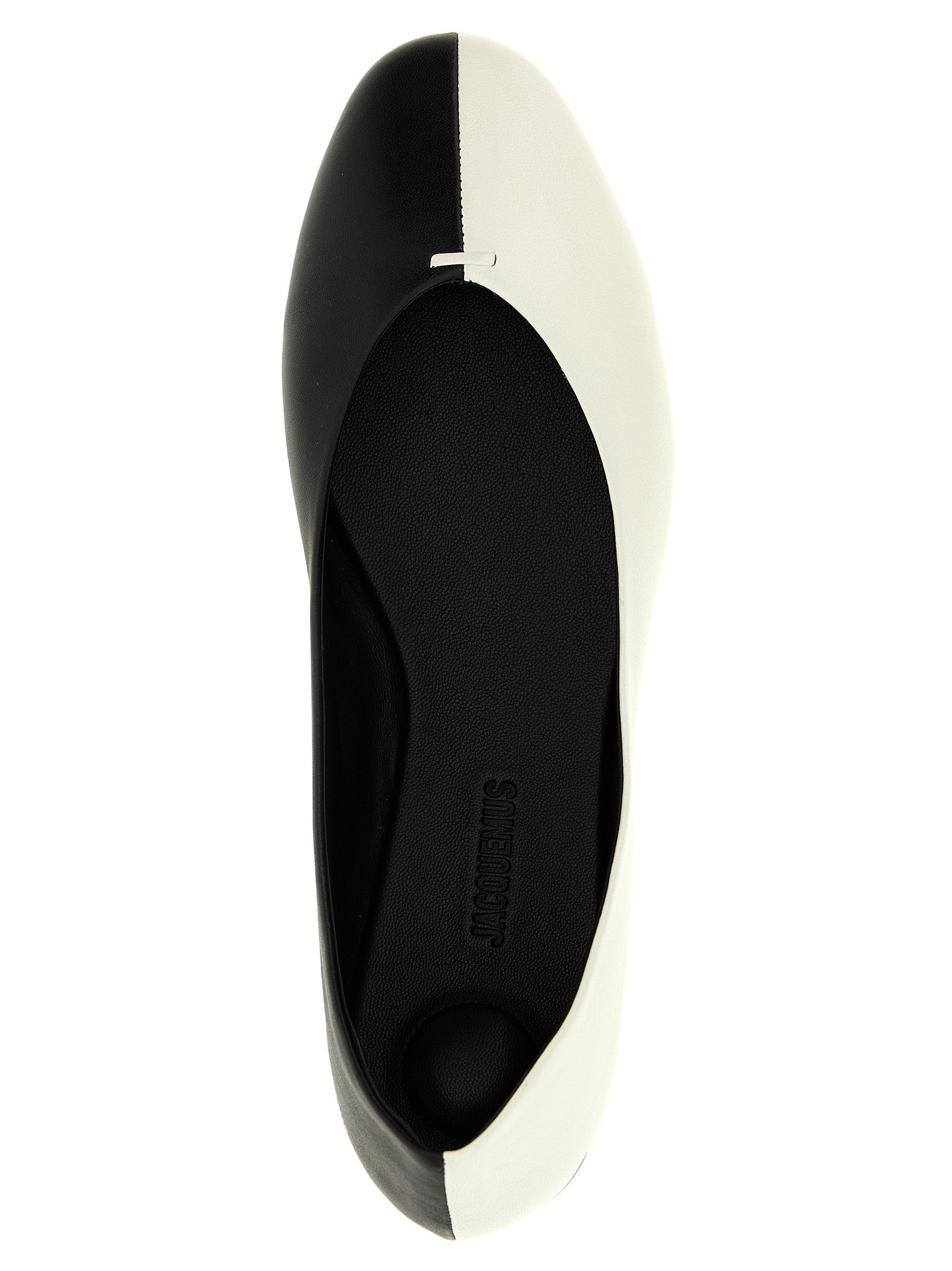 Jacquemus White/Black Lamb Leather Ballet Flats