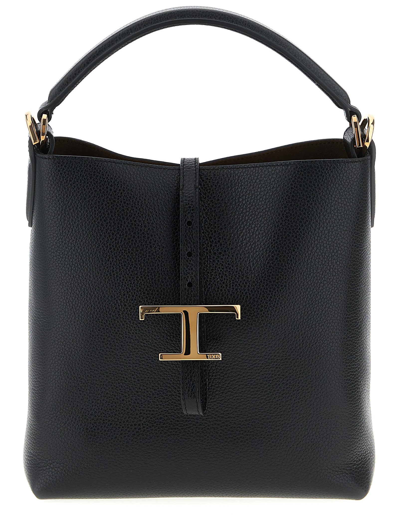 Tod's Black Hammered Calfskin Mini Bucket Bag