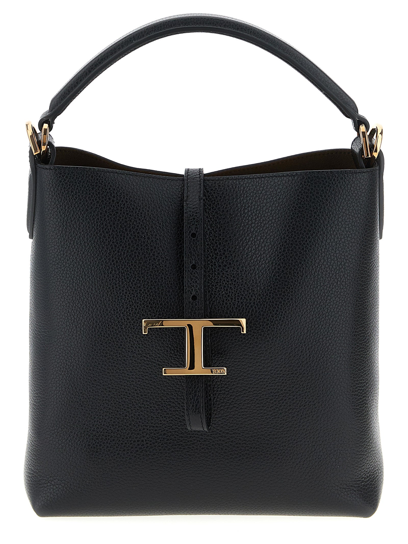 Tod's Black Hammered Calfskin Mini Bucket Bag
