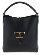 Tod's Black Hammered Calfskin Mini Bucket Bag