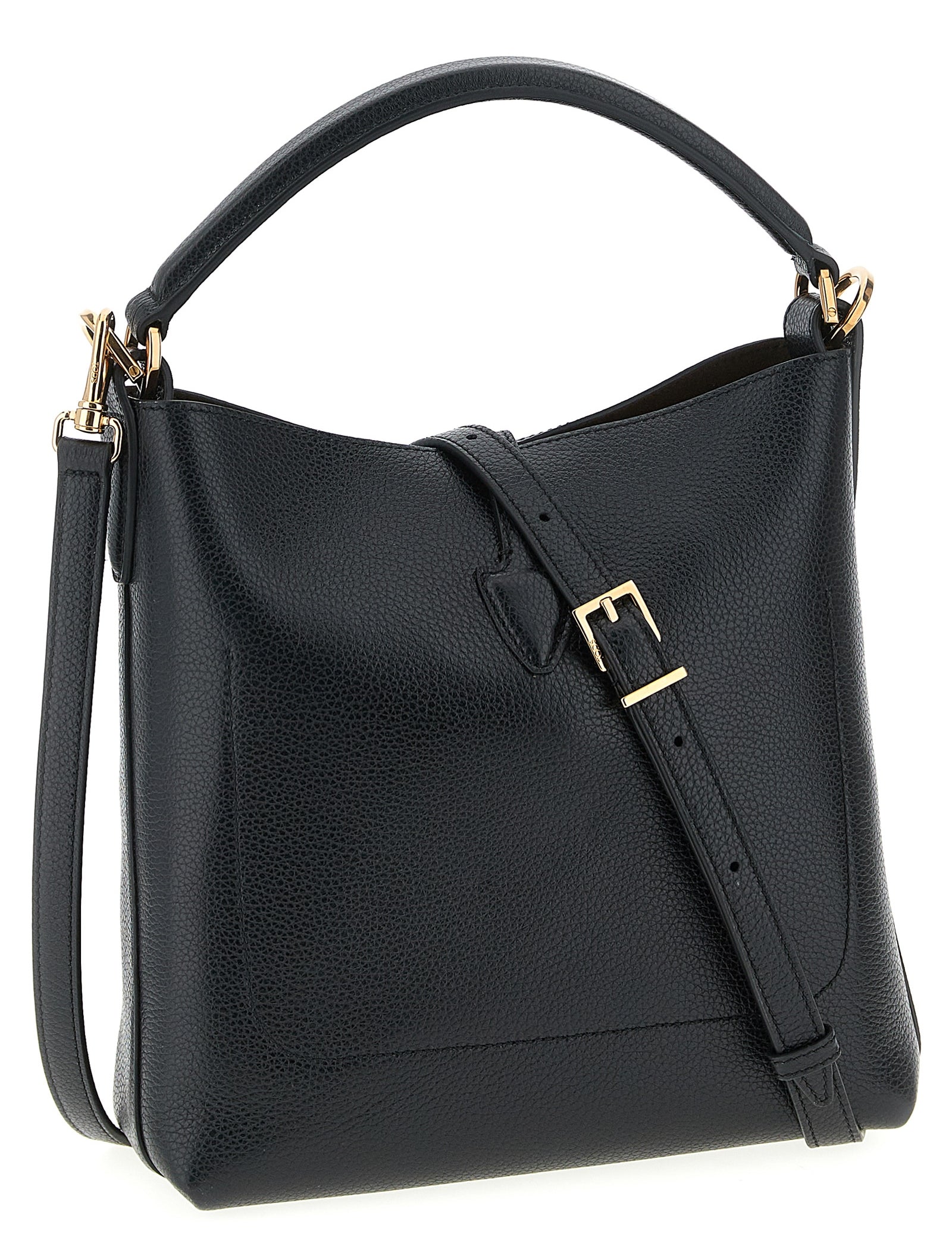 Tod's Black Hammered Calfskin Mini Bucket Bag