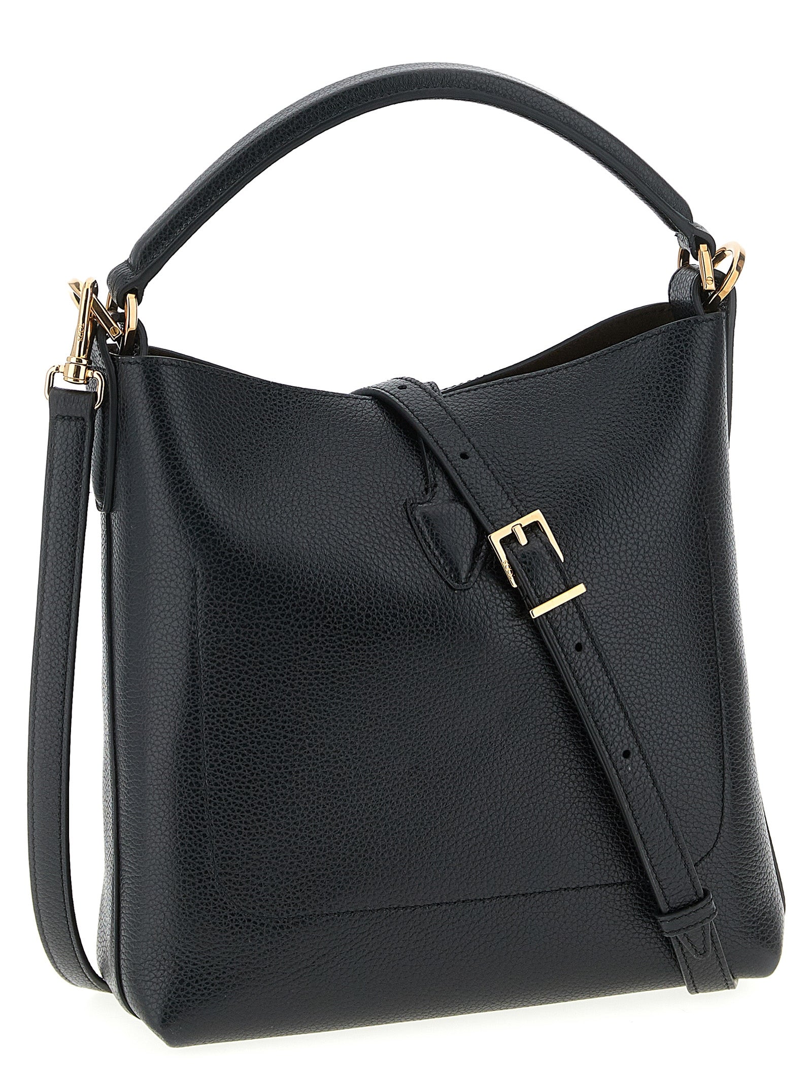 Tod's Black Hammered Calfskin Mini Bucket Bag