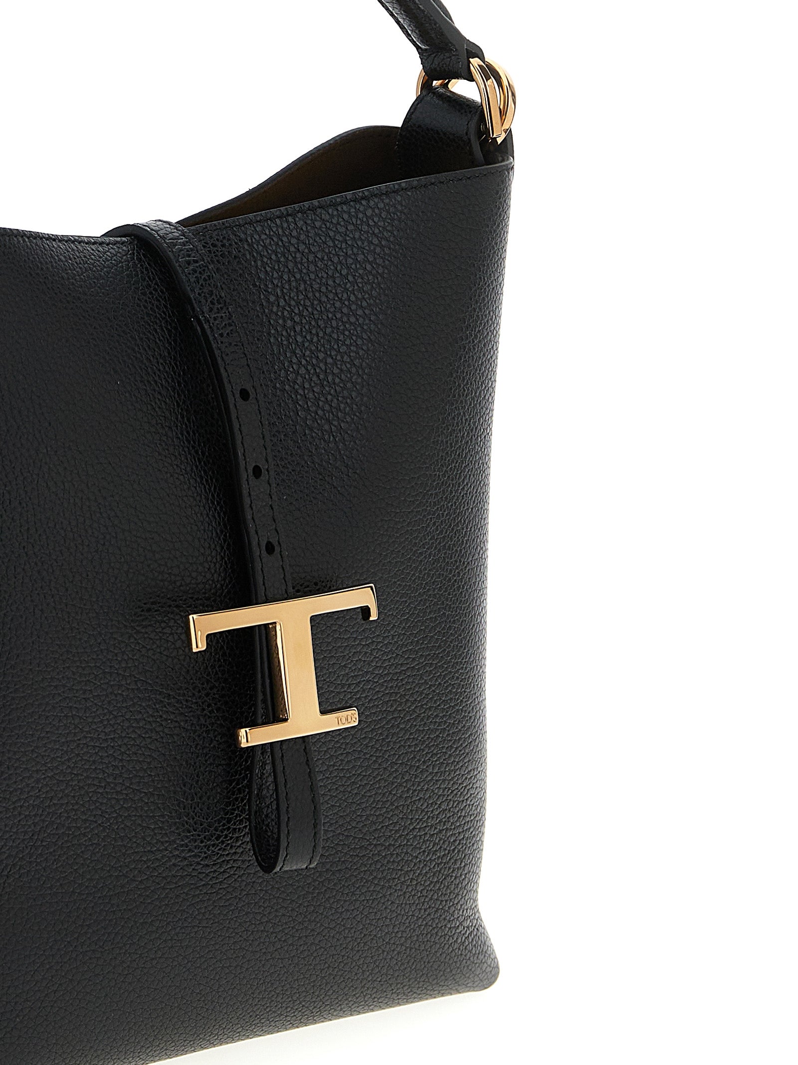 Tod's Black Hammered Calfskin Mini Bucket Bag