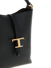 Tod's Black Hammered Calfskin Mini Bucket Bag