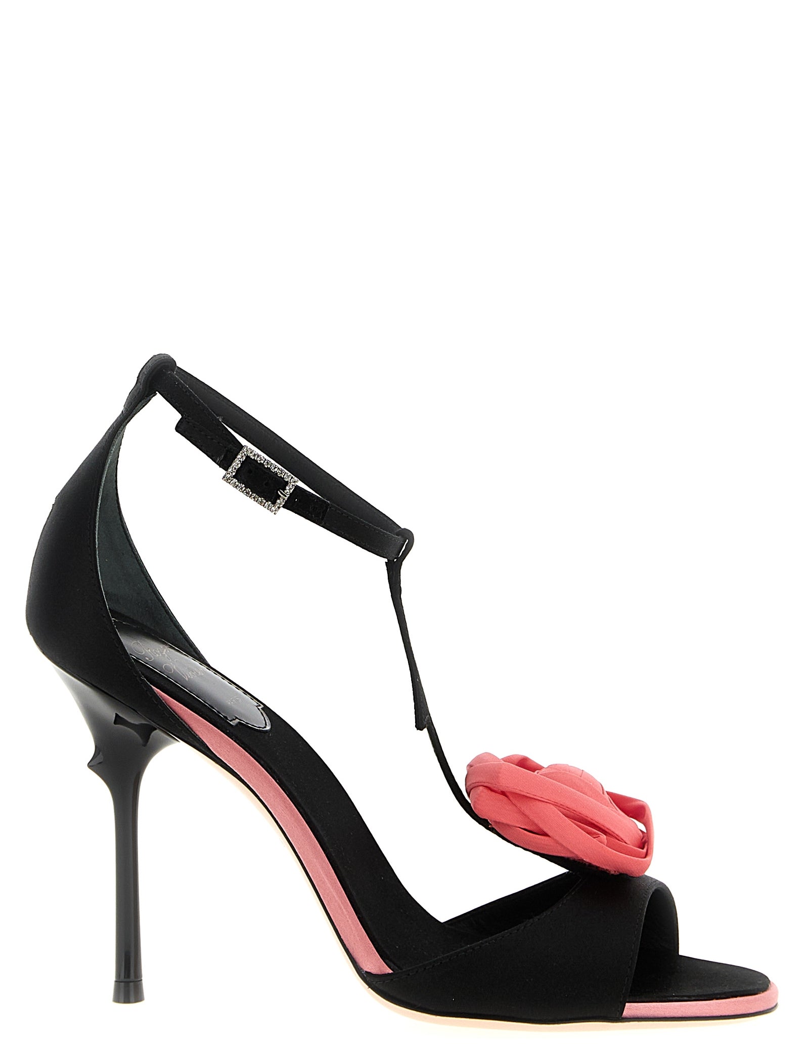 Roger Vivier Black Viscose and Silk Blend Stiletto Heel Sandals