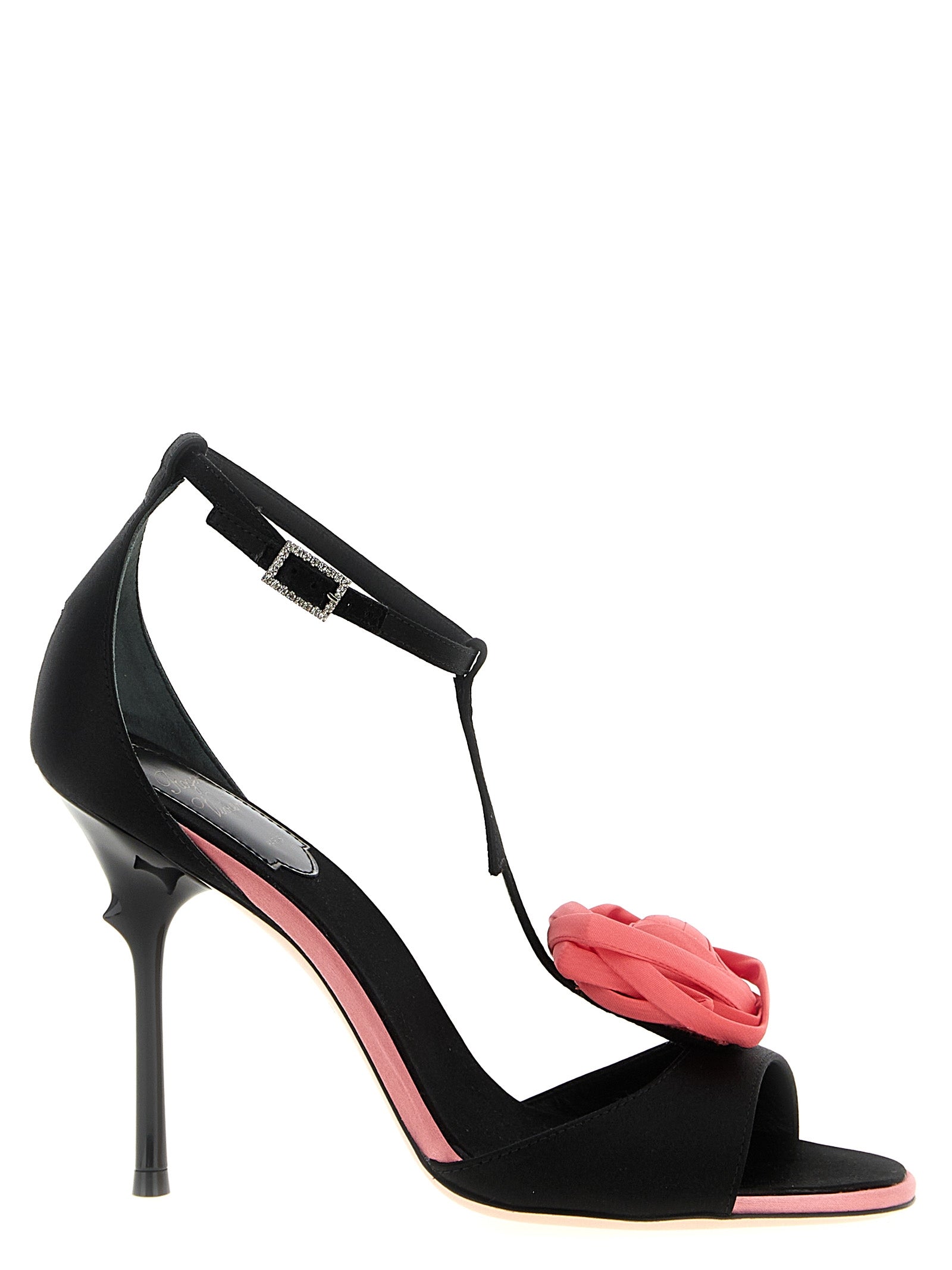 Roger Vivier Black Viscose and Silk Blend Stiletto Heel Sandals