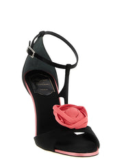 Roger Vivier Black Viscose and Silk Blend Stiletto Heel Sandals