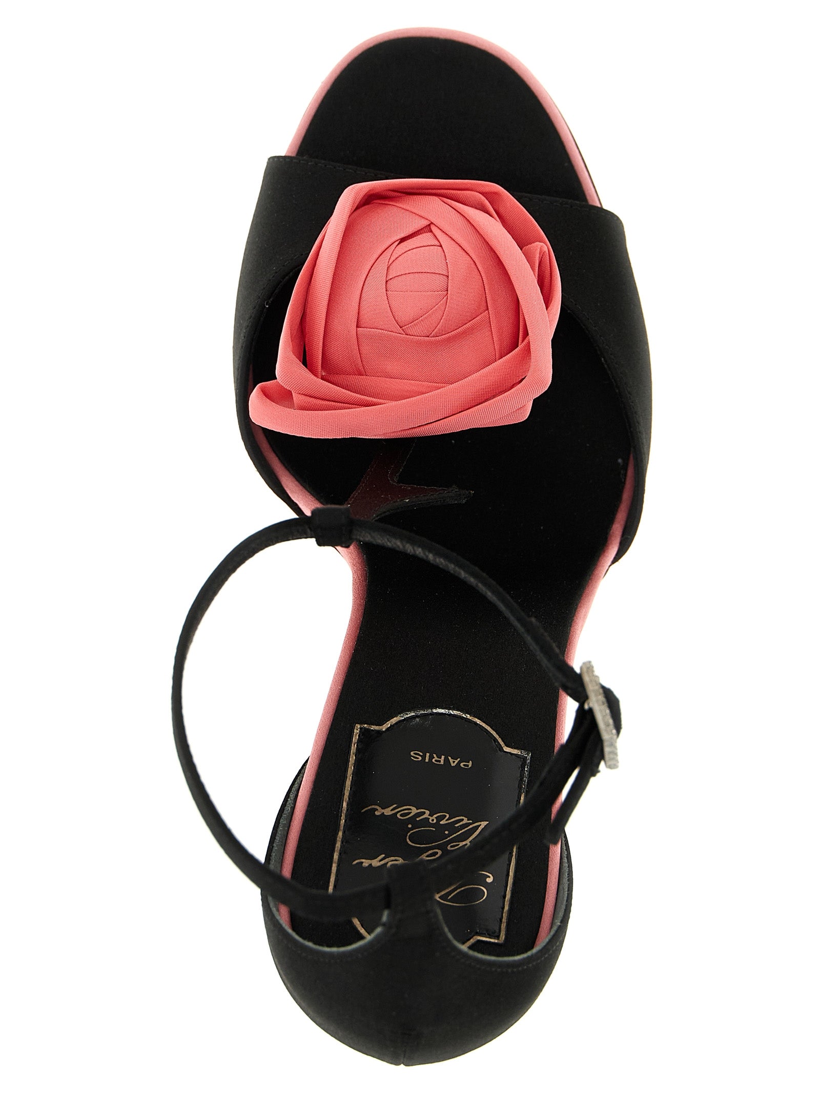 Roger Vivier Black Viscose and Silk Blend Stiletto Heel Sandals