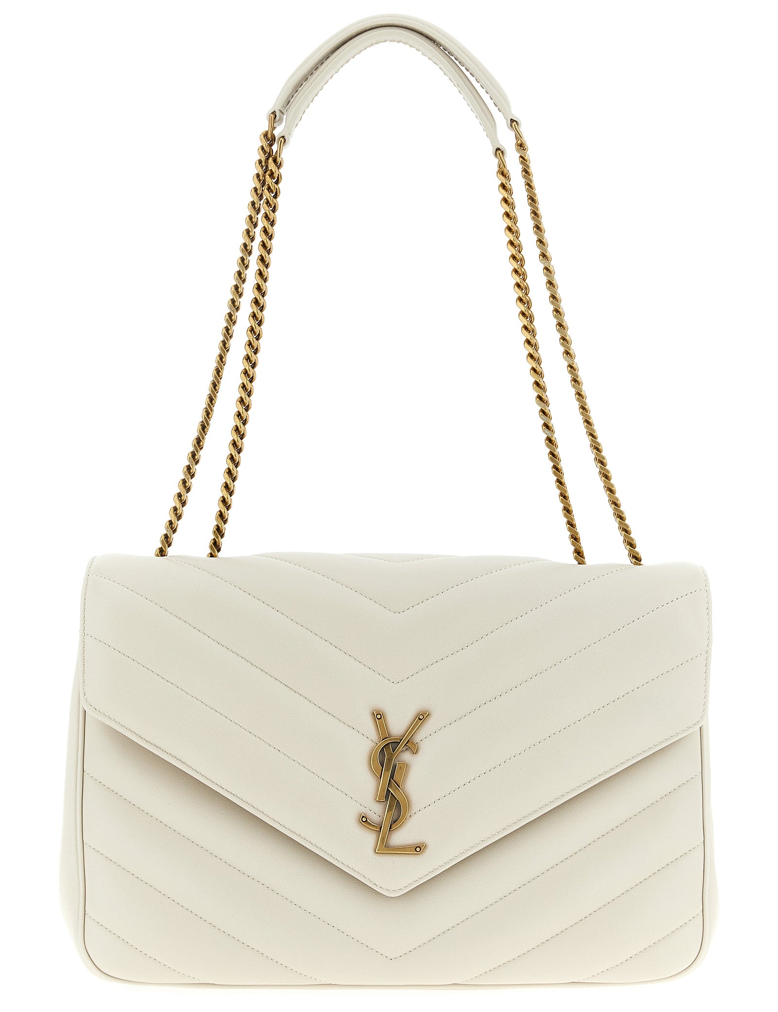 Saint Laurent Beige Lamb Leather Shoulder Bag