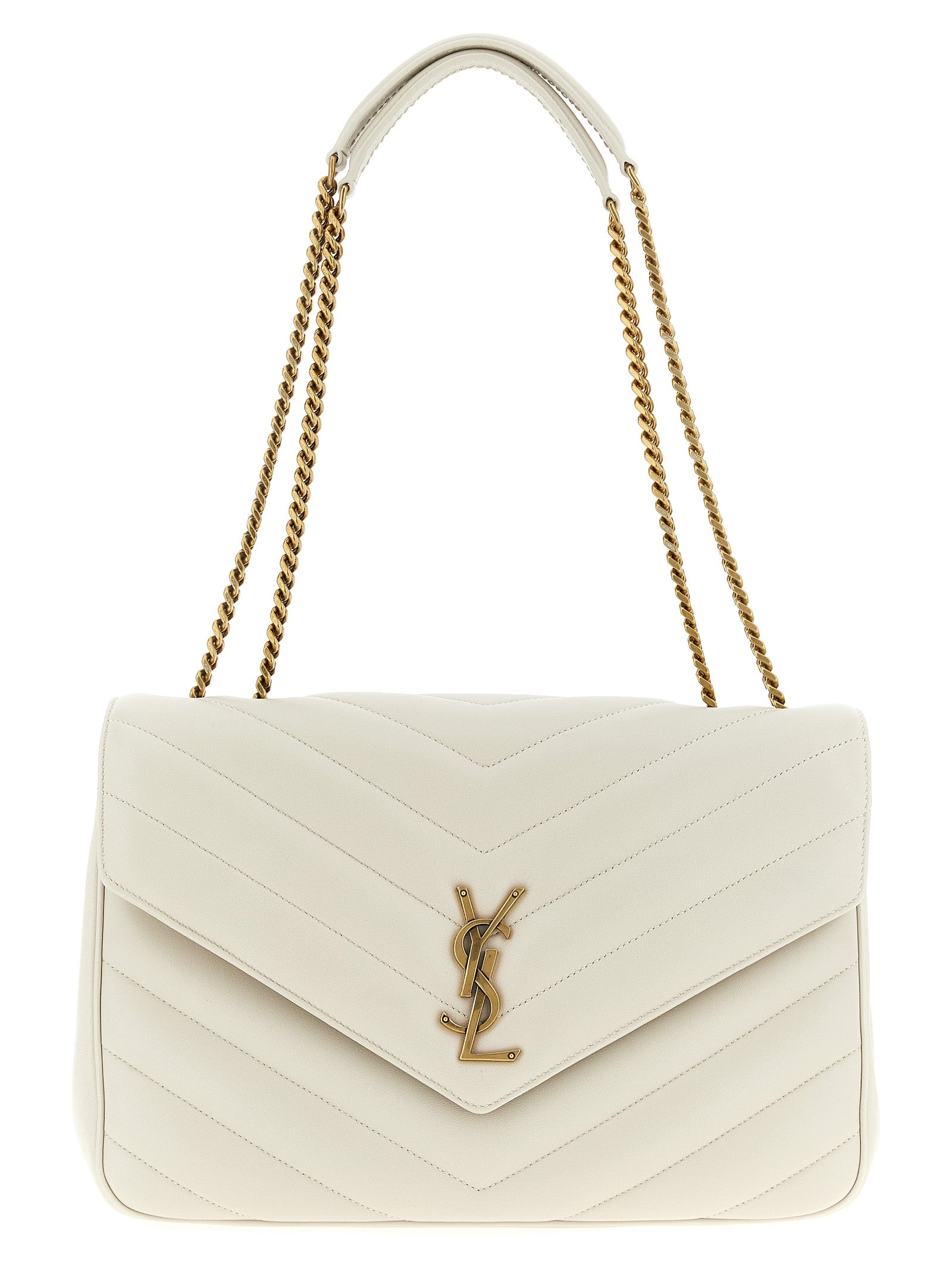 Saint Laurent Beige Lamb Leather Shoulder Bag