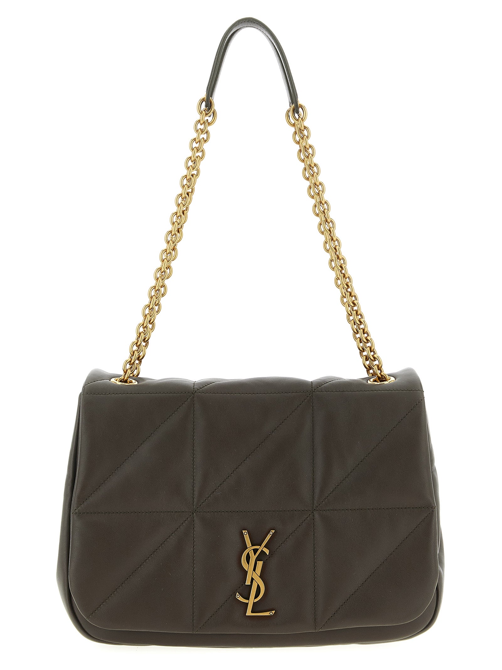 Saint Laurent Green Lamb Leather Shoulder Bag