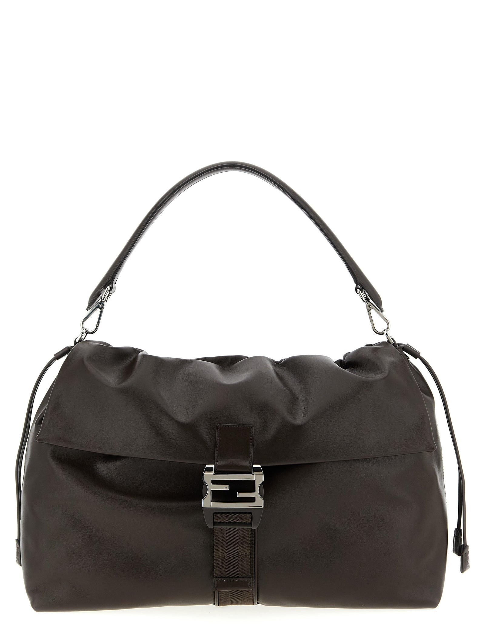 Fendi Brown Calfskin Flux Maxi Messenger Bag