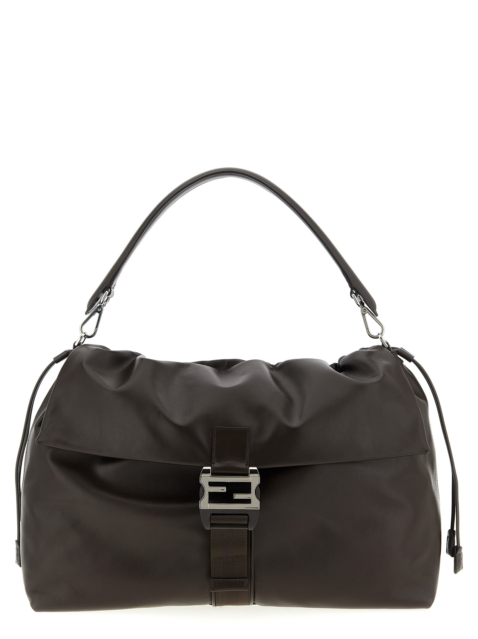 Fendi Brown Calfskin Flux Maxi Messenger Bag