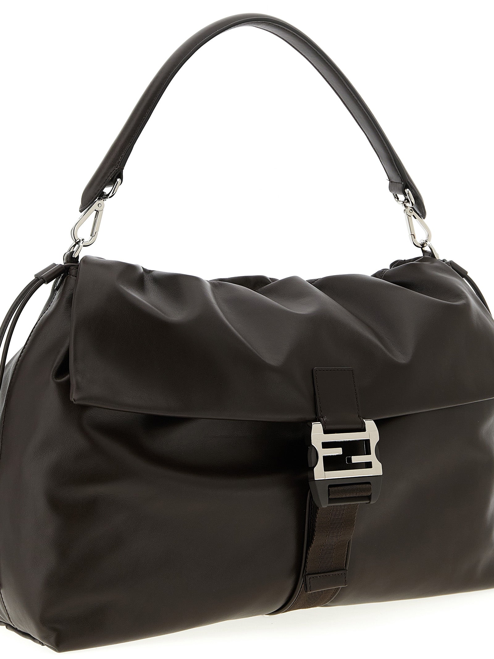 Fendi Brown Calfskin Flux Maxi Messenger Bag
