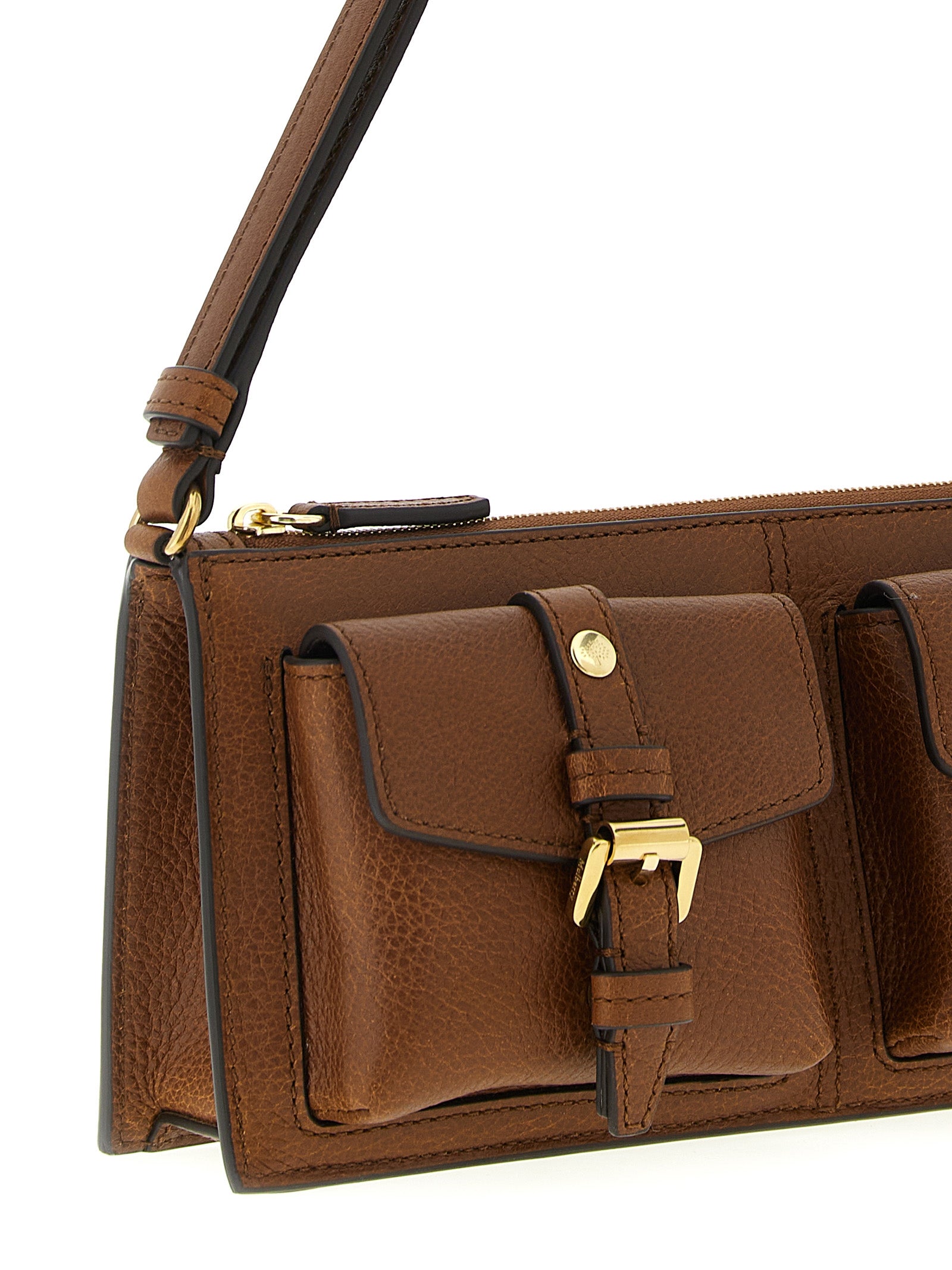 Mulberry Brown Hammered Calfskin Shoulder Bag