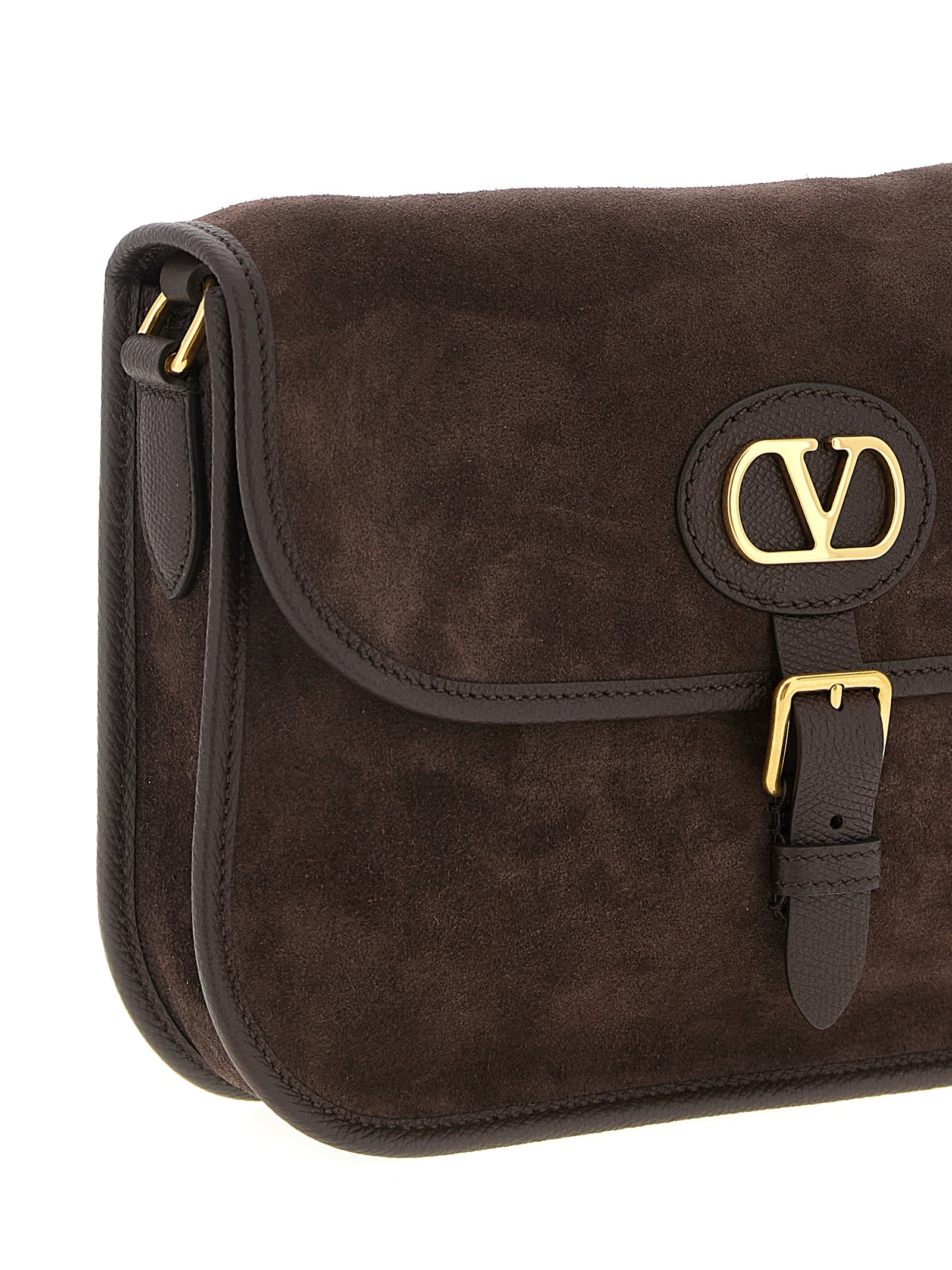 Valentino Garavani Brown Suede Crossbody Bag