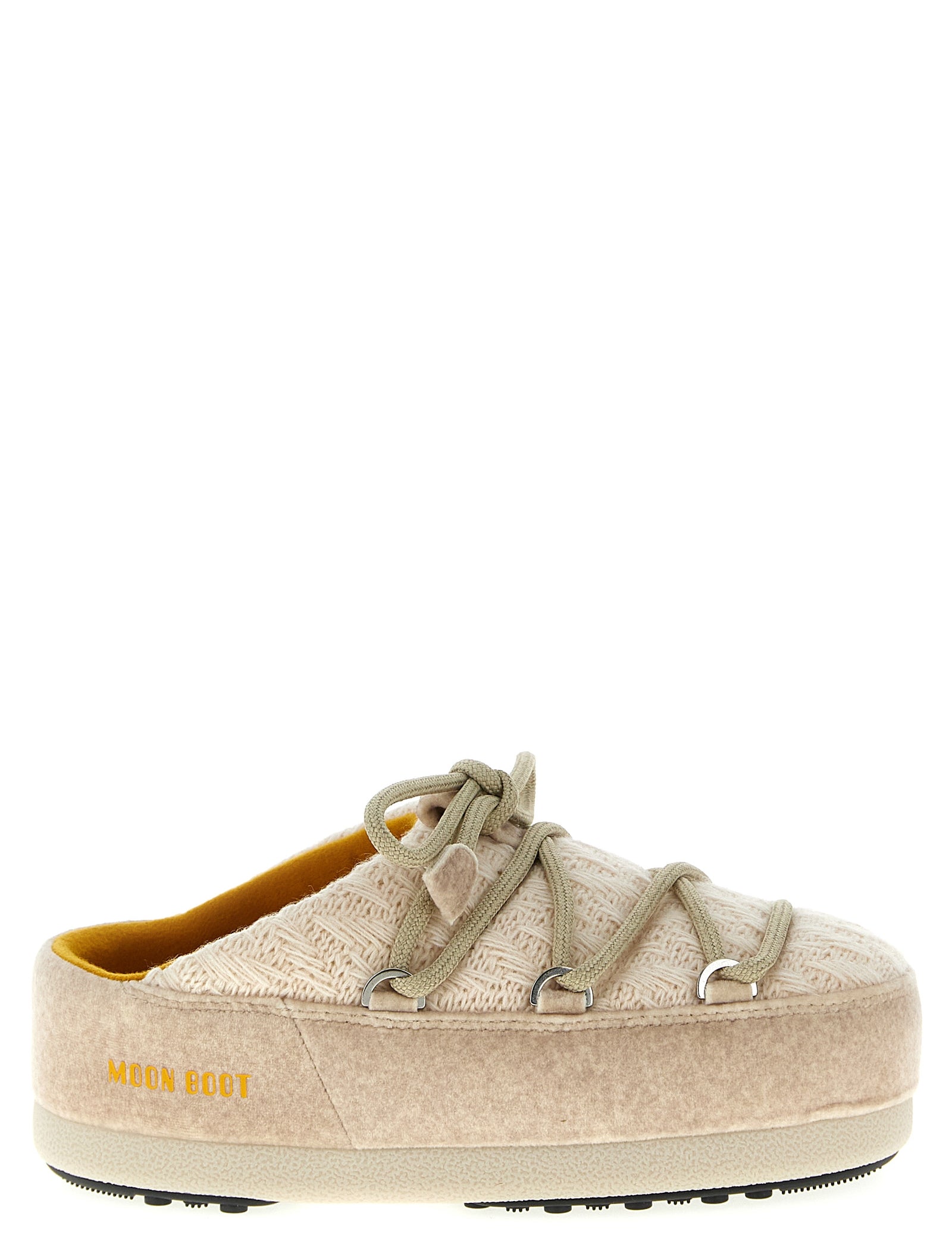 Moon Boot Beige Polyester Acrylic Wool Flat Mules