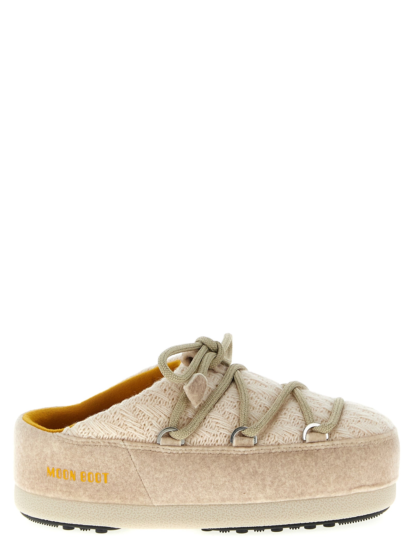 Moon Boot Beige Polyester Acrylic Wool Flat Mules