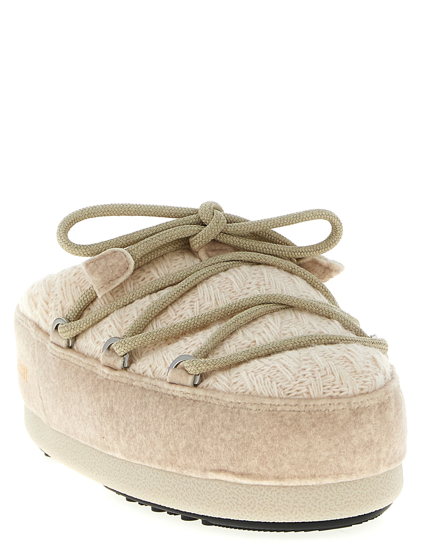 Moon Boot Beige Polyester Acrylic Wool Flat Mules