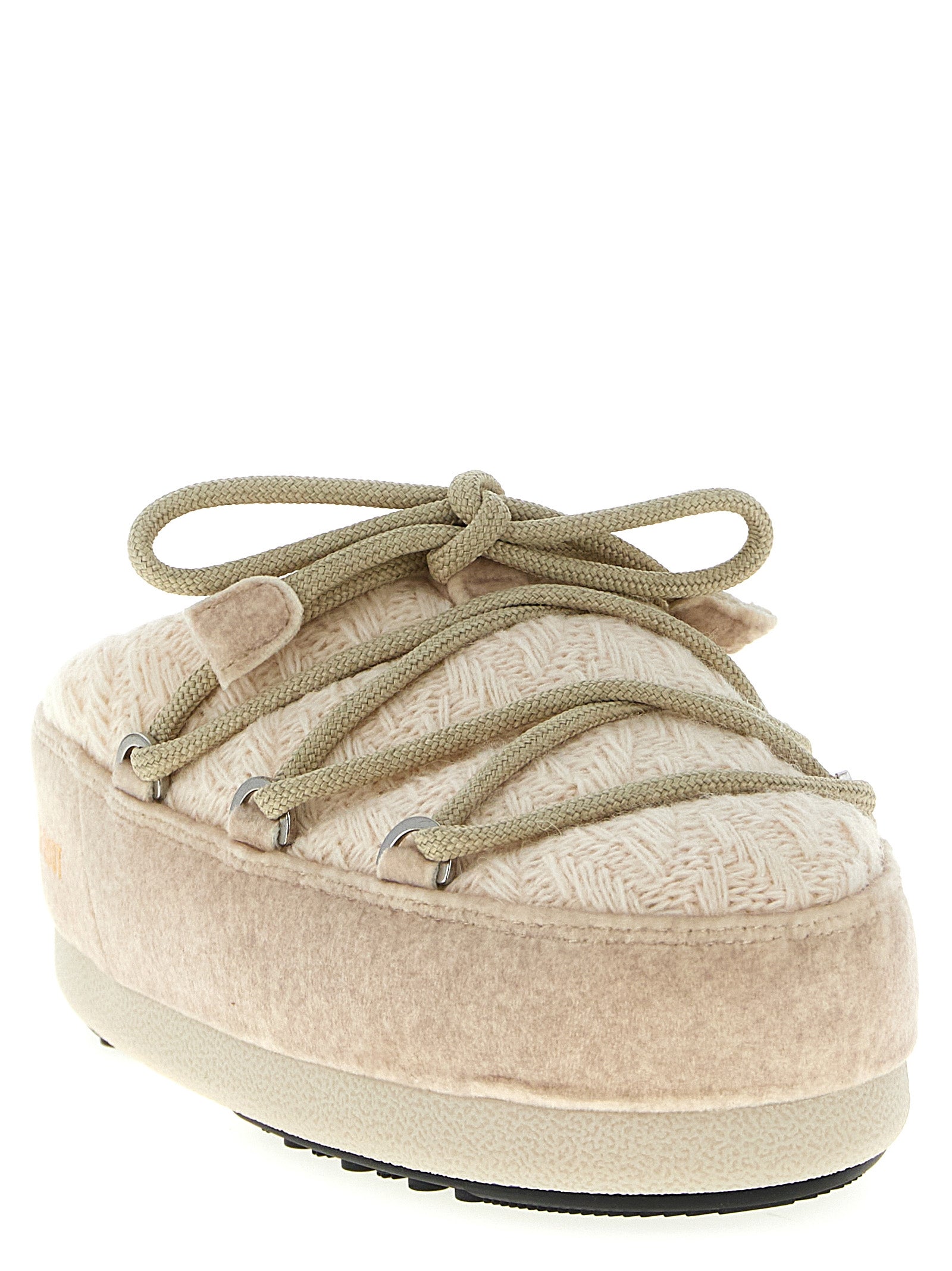 Moon Boot Beige Polyester Acrylic Wool Flat Mules