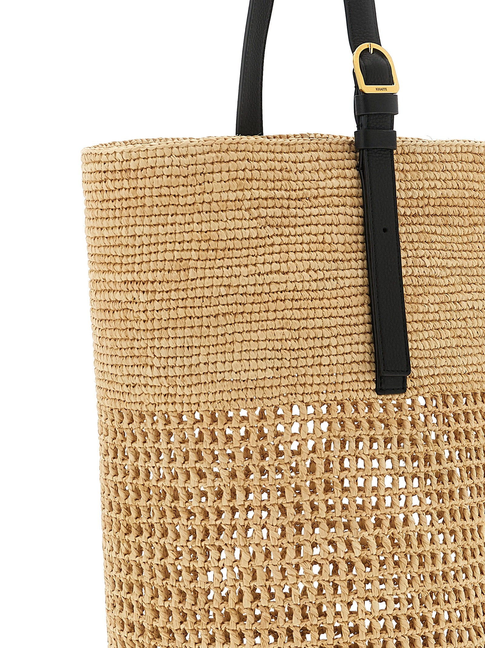 Khaite Beige Raffia Shoulder Bag