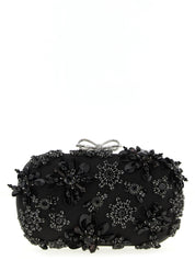 Self-Portrait Black Polyester Clutch Bag