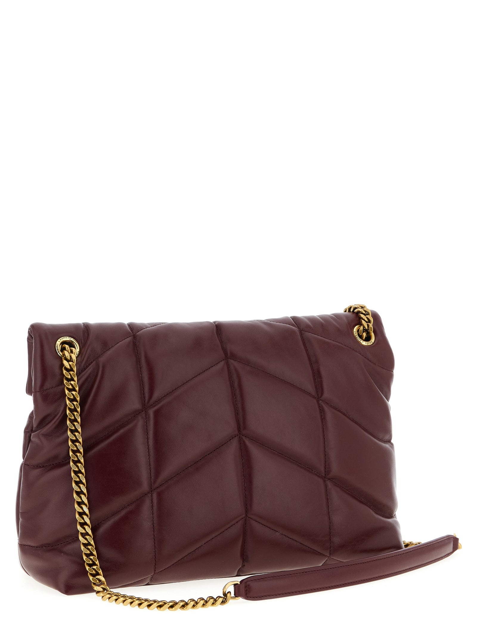 Saint Laurent Bordeaux Calfskin Shoulder Bag
