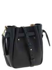 Tory Burch Black Hammered Leather Bucket Bag