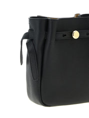 Tory Burch Black Hammered Leather Bucket Bag