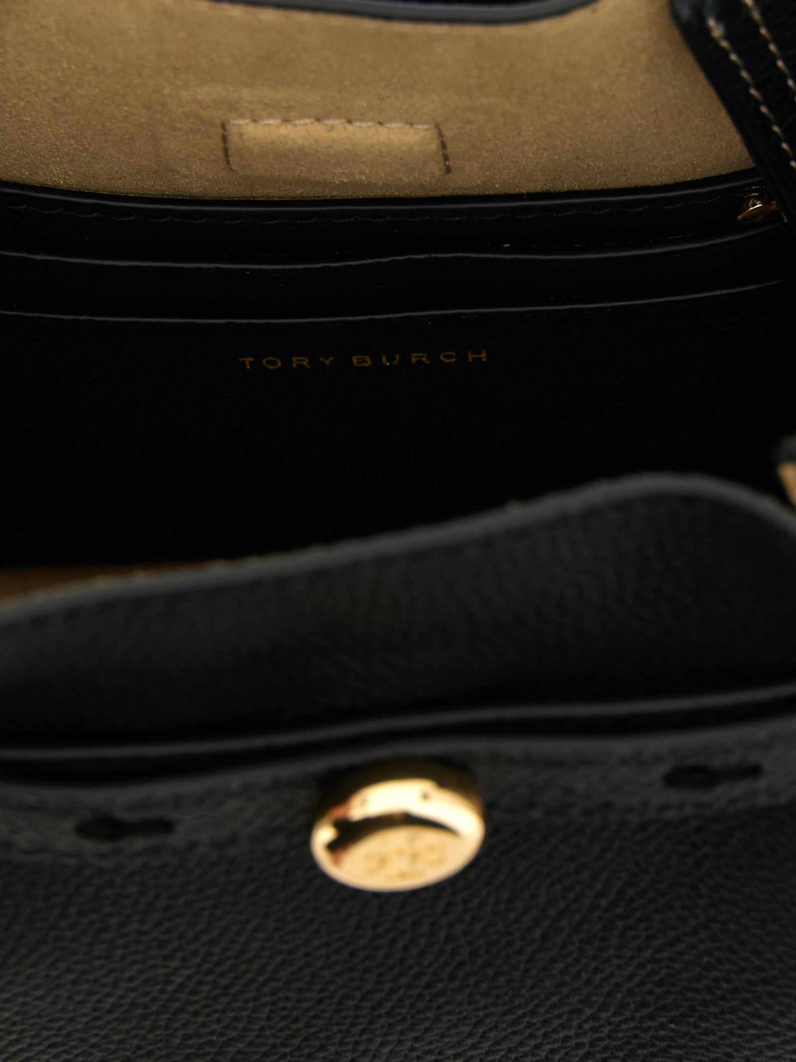 Tory Burch Black Hammered Leather Bucket Bag