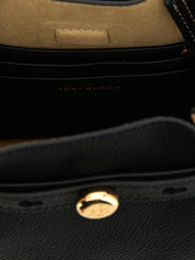 Tory Burch Black Hammered Leather Bucket Bag