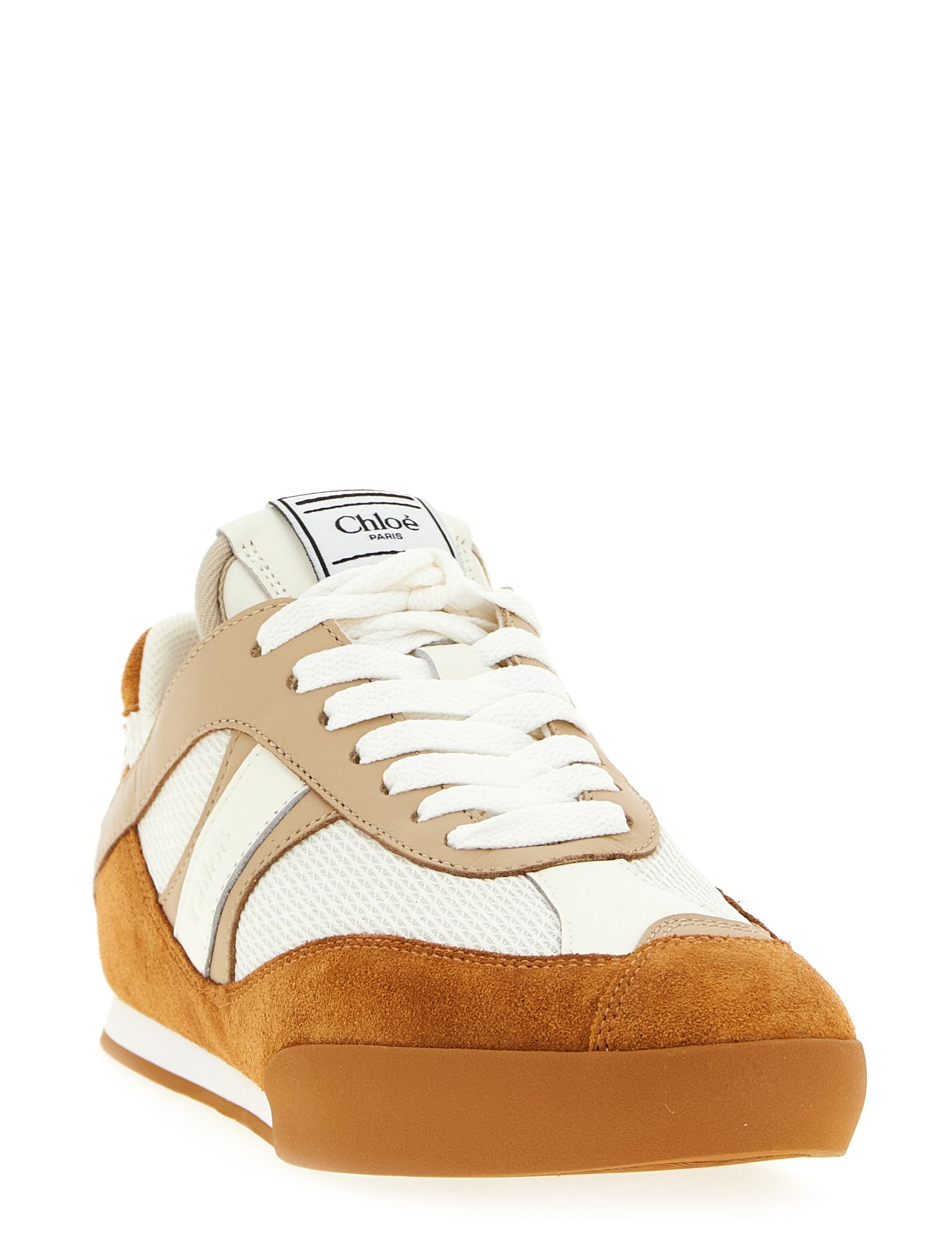 Chloé Beige Suede and Leather Low Top Sneakers