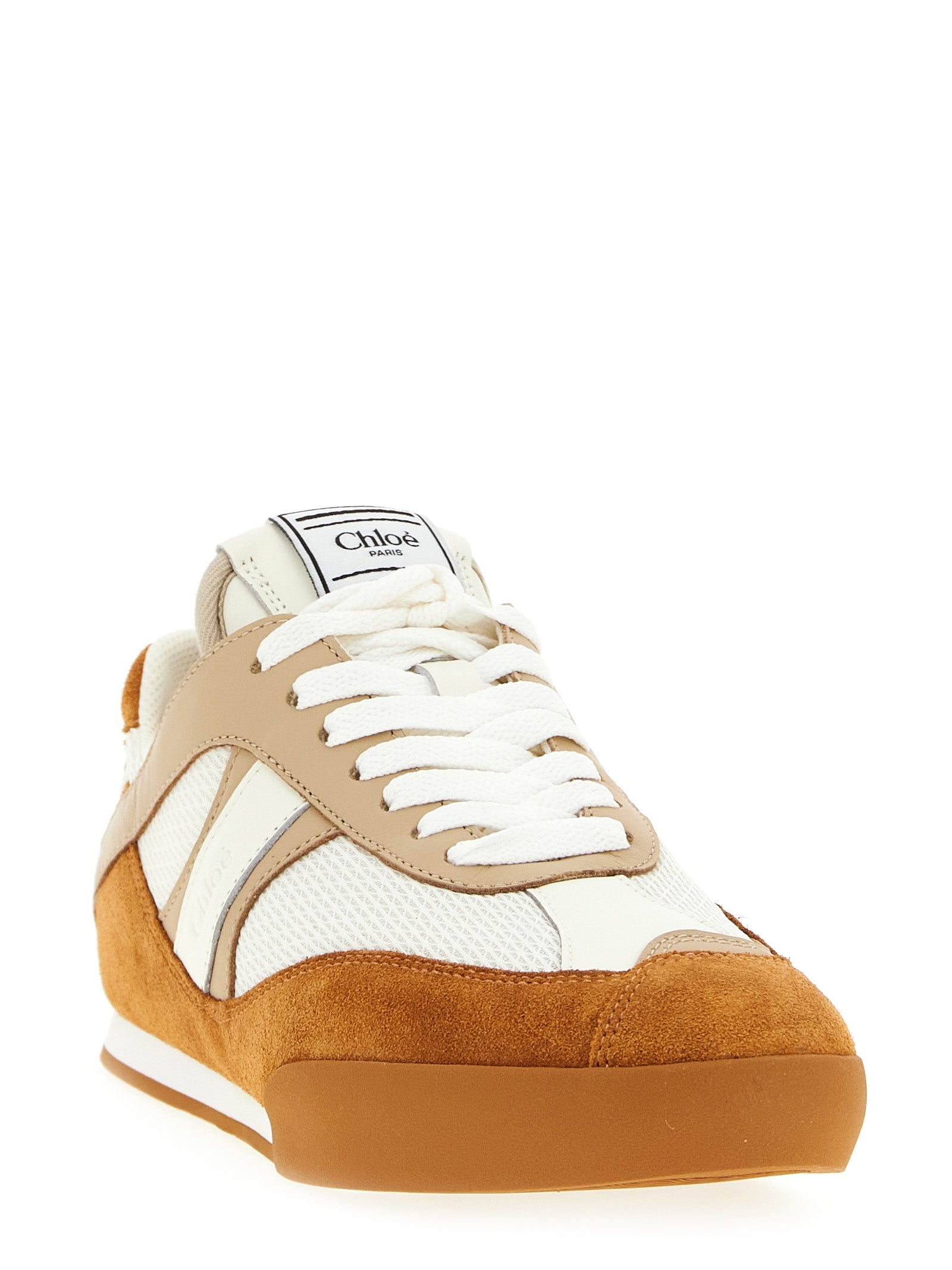 Chloé Beige Suede and Leather Low Top Sneakers