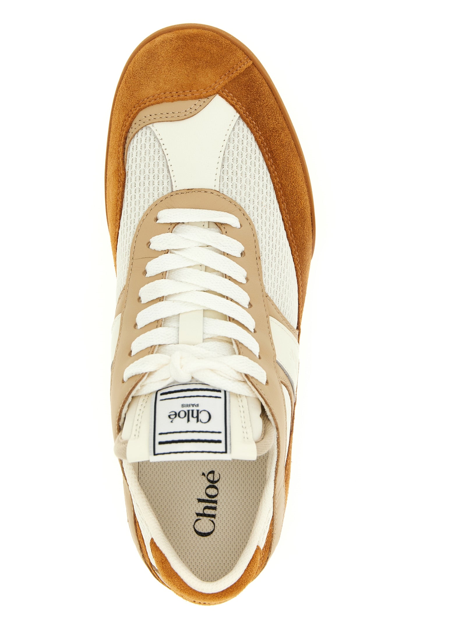 Chloé Beige Suede and Leather Low Top Sneakers