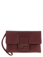Fendi Bordeaux Lamb Leather Clutch Bag