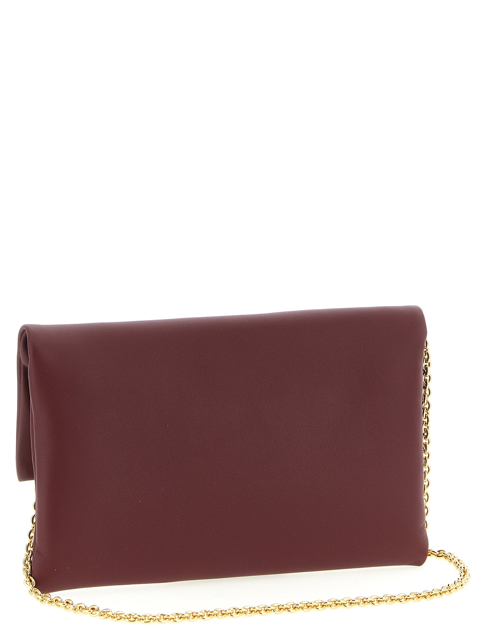 Fendi Bordeaux Lamb Leather Clutch Bag