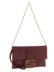 Fendi Bordeaux Lamb Leather Clutch Bag