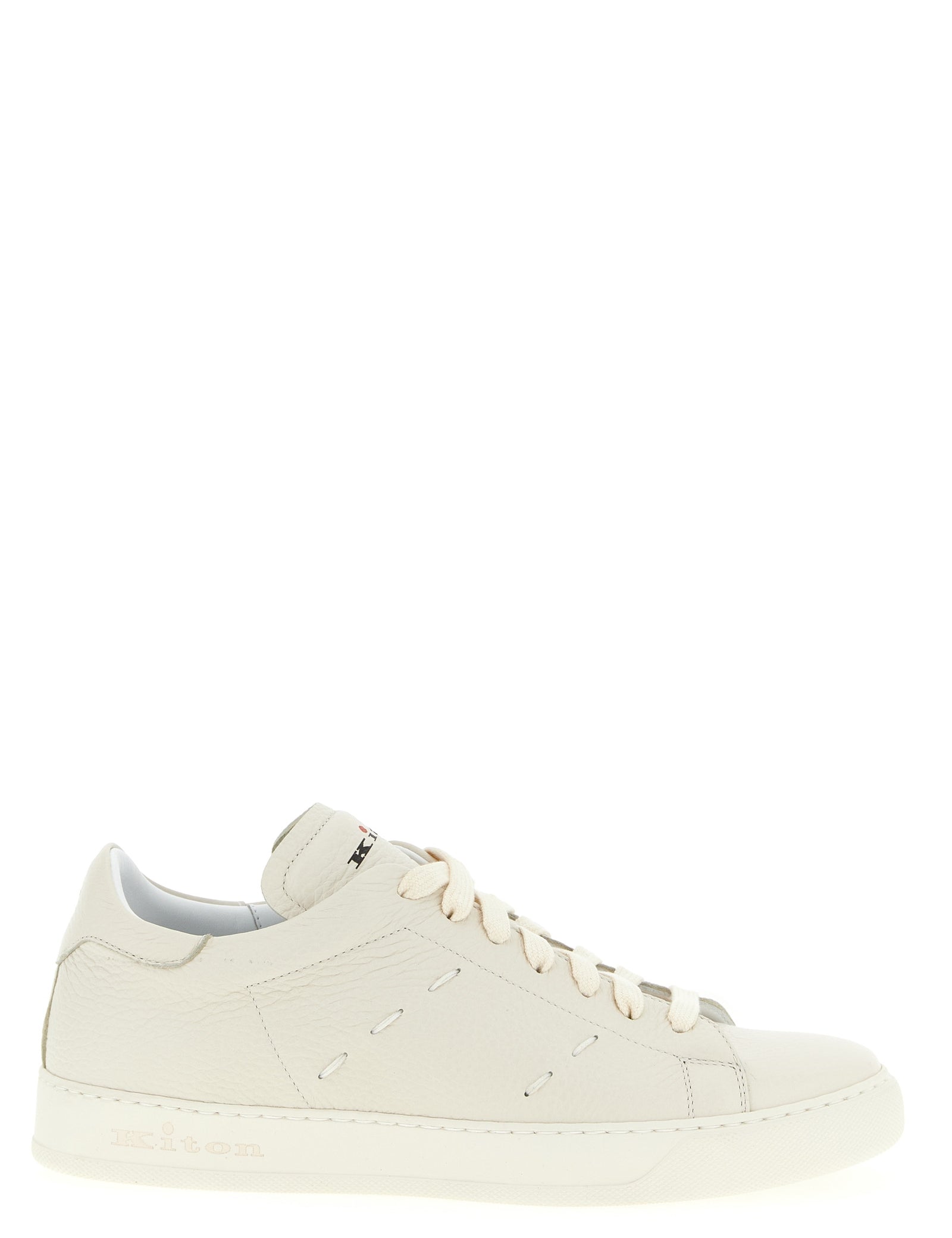 Kiton White Nubuck Leather Low Top Sneakers